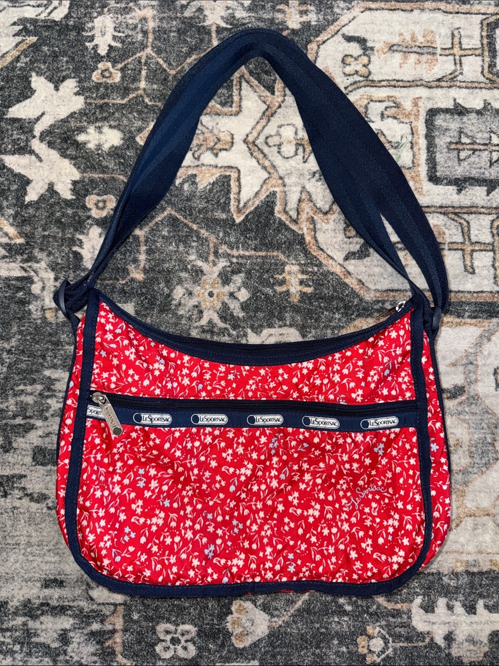 Lesportsac Red Floral Classic Hobo crossbody bag